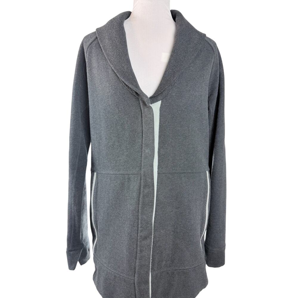 Lululemon Heathered Charcoal Grey Fleece Wrap Jacket Shawl collar Medium